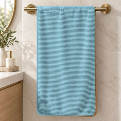 Premium Ribbed Bath & Hand Towel Set – Sky Blue - Sky Blue thumbnail