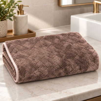 Premium Cotton Microfiber Bath & Hand Towel Set – Mocha Brown thumbnail