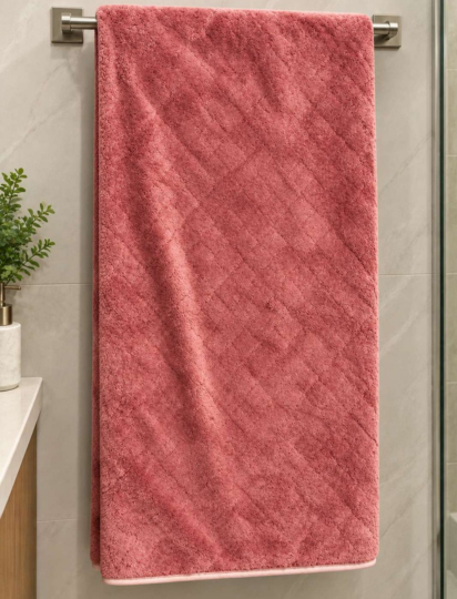 Premium Textured Bath & Hand Towel Set – Dusty Rose - Dusty Rose thumbnail
