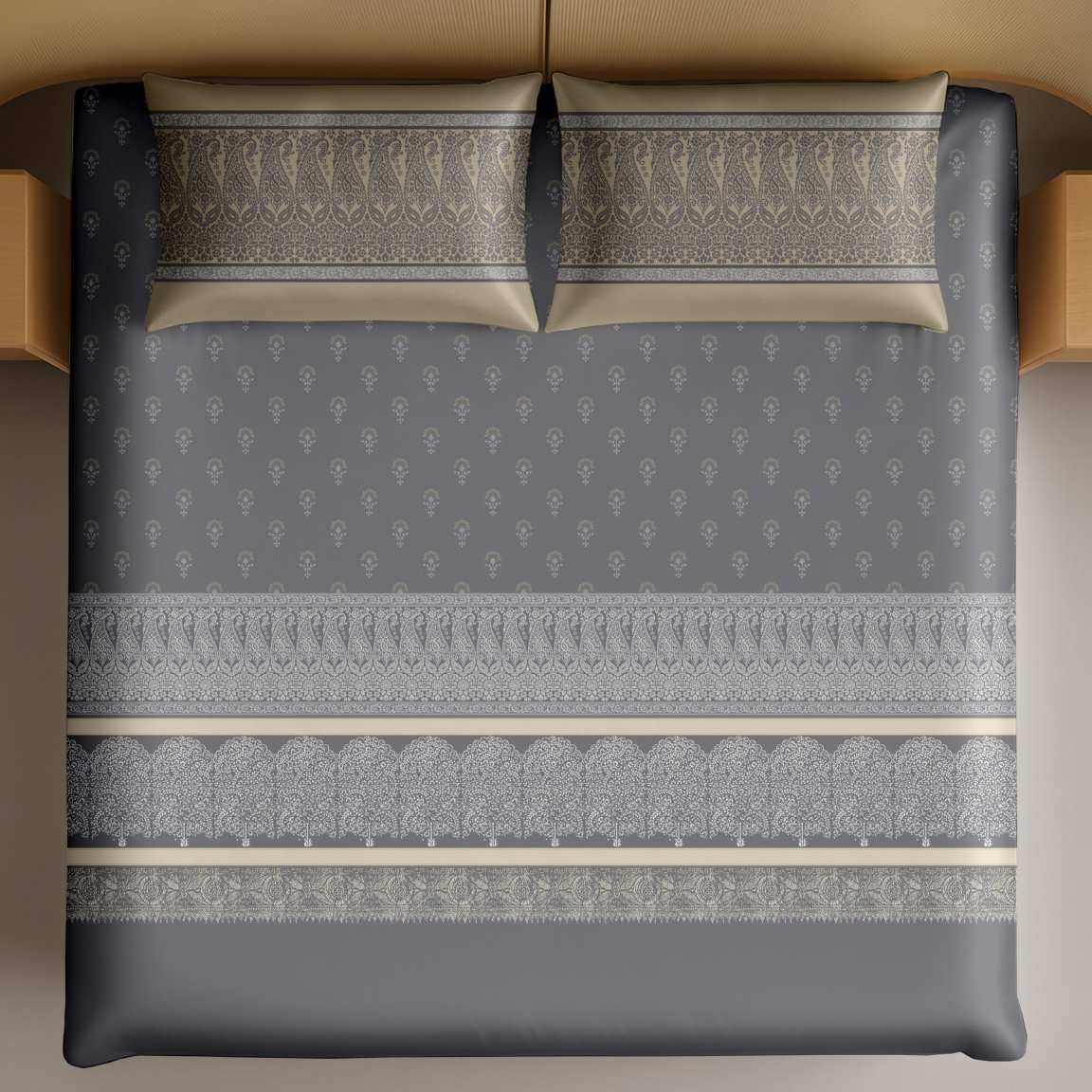 Artistry of India King-Size Bedsheet Set - Slate Grey thumbnail