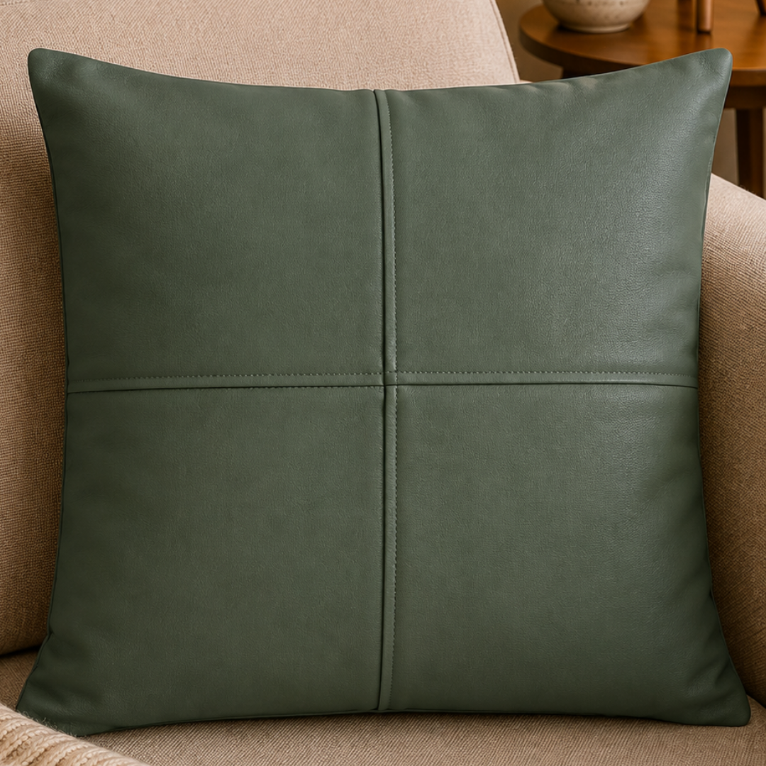 Minimal Cross Panel Pillow Cover - Sage Green thumbnail