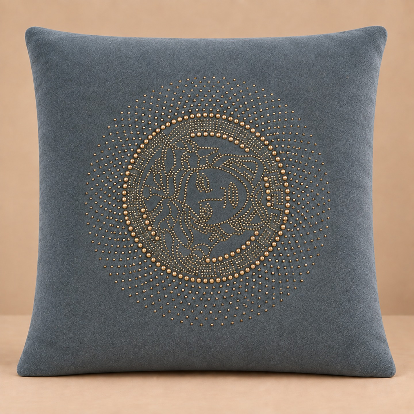 Luxury Medusa Stonework Velvet Cushion Cover - Grey thumbnail