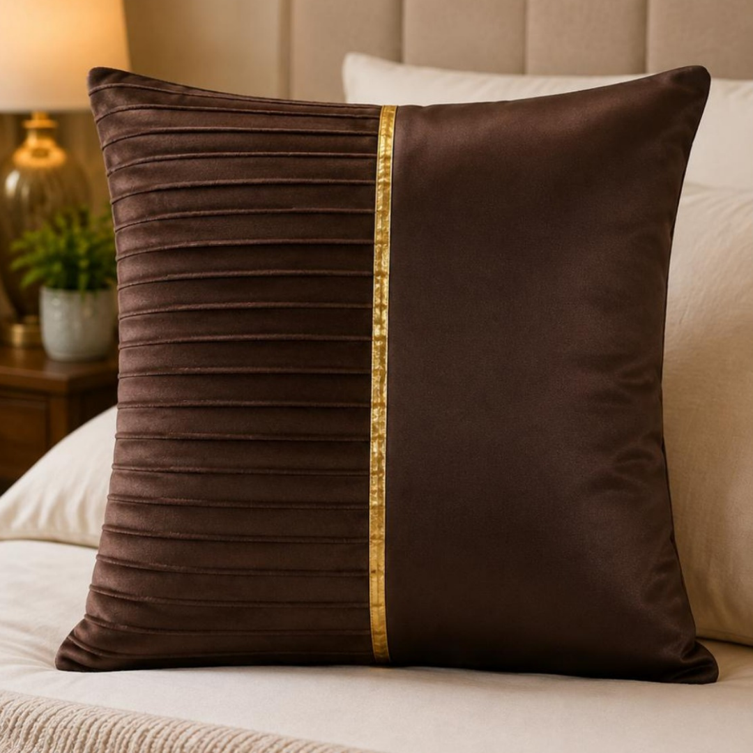 Pleated Panel Decorative Pillow Cover - Chocolate Brown thumbnail