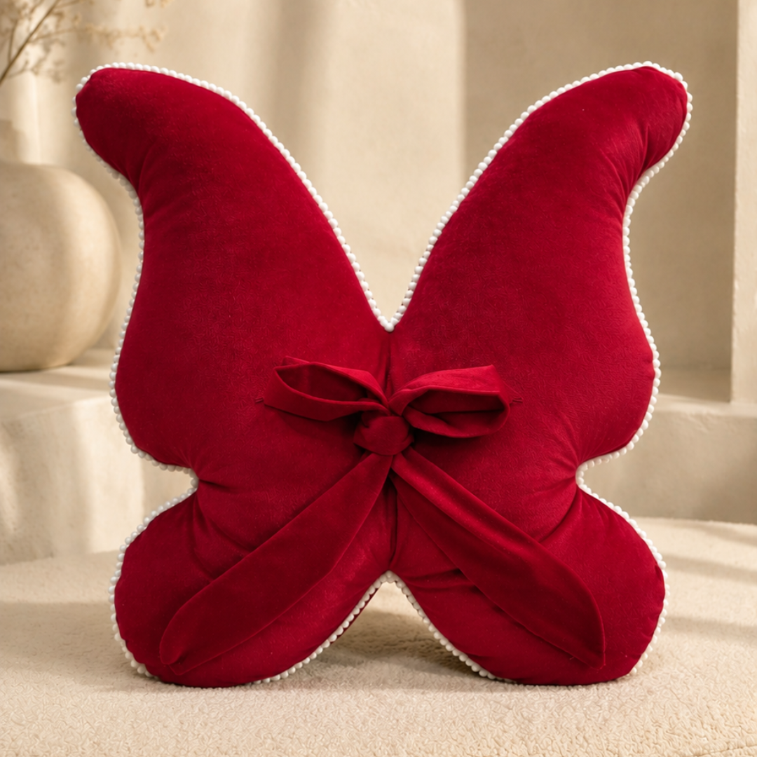Ruby Butterfly Bow Decorative Cushion - Ruby Red thumbnail