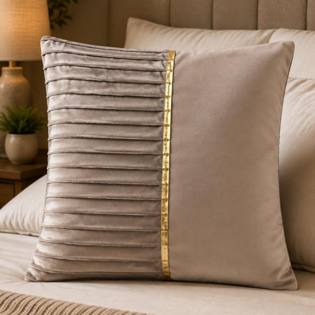 Pleated Panel Decorative Pillow Cover - Silver Beige thumbnail