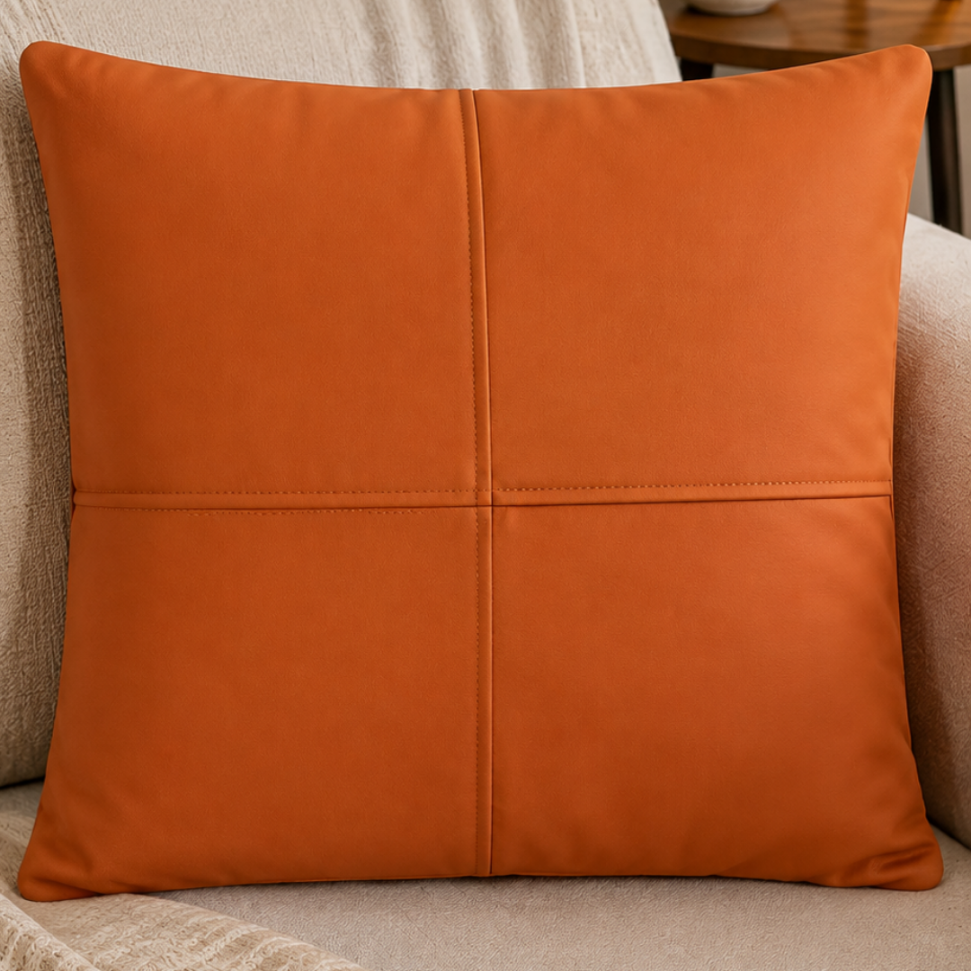 Minimal Cross Panel Pillow Cover - Burnt Orange thumbnail