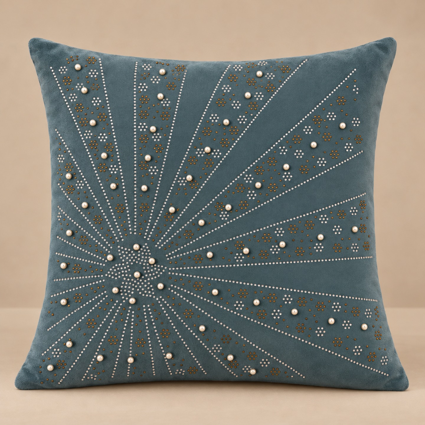 Radiant Burst Embellished Cushion Cover - Slate Blue thumbnail