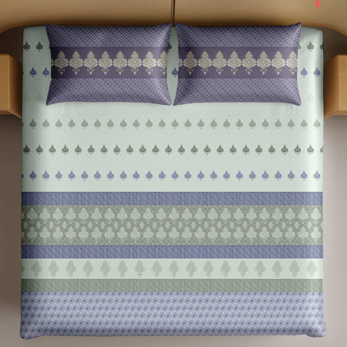 Artistry of India King-Size Bedsheet Set - Mint Lavender thumbnail