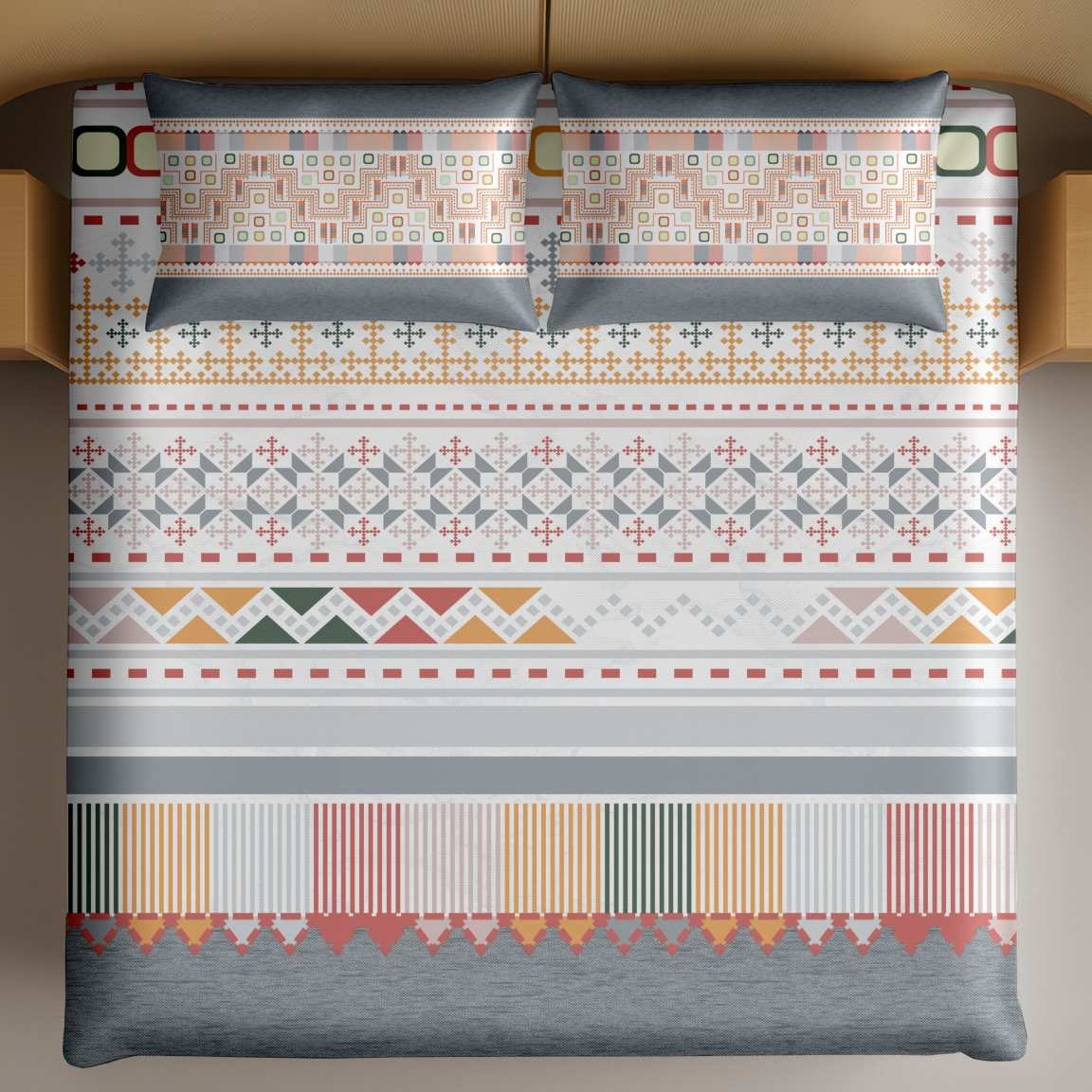 Artistry of India King-Size Bedsheet Set - Ivory Grey thumbnail