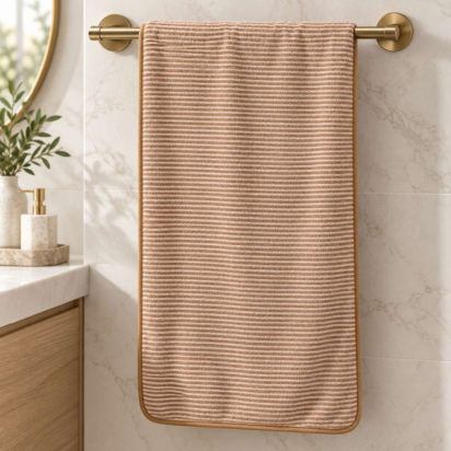 Premium Ribbed Bath & Hand Towel Set – Camel Beige - Camel Beige thumbnail